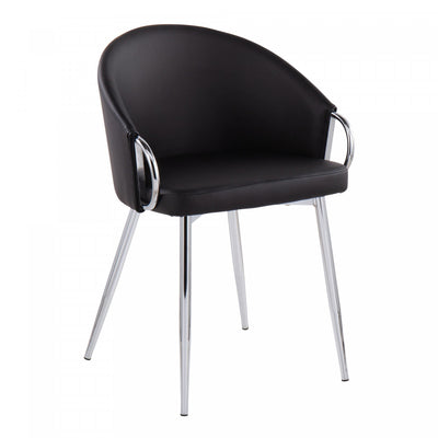 LumiSource Claire Faux Leather Contemporary Glam Dining Chair - Silver/Black|Chaise de salle à manger somptueuse contemporaine Claire en similicuir - argentée et noire