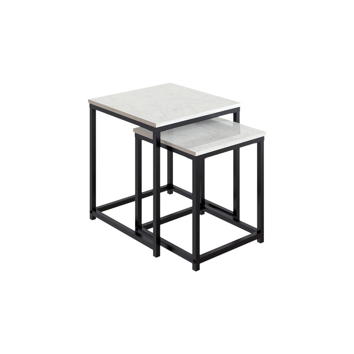 Quartz Tables Gigognes Carrees a Deux Plateaux en Marbre