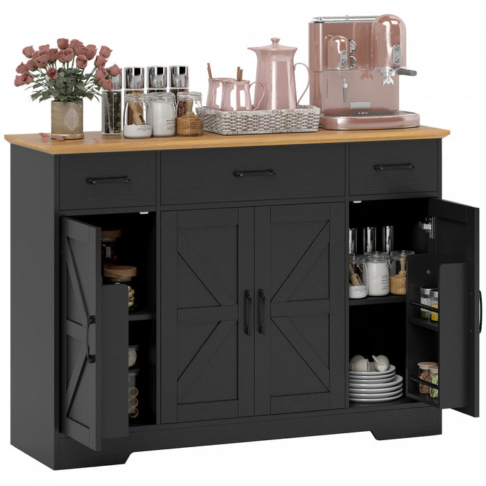 HONCOM Buffet avec charnieres a fermeture amortie, meuble de cuisine, noir