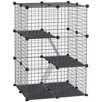 Pawhut Parc Pour Animaux Domestiques Enclos Modulaire 3 Niveaux Pour Lapins Chinchillas Avec Connexi