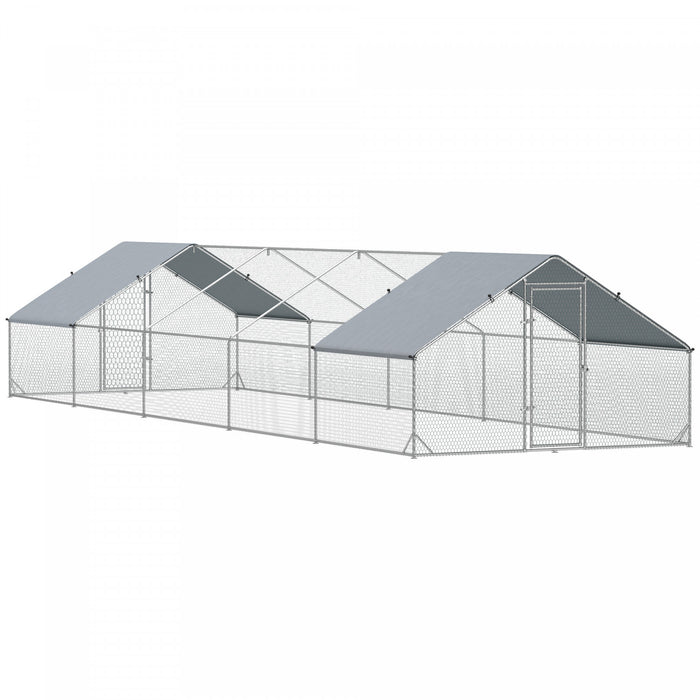 Poulailler En Metal Avec Couvercle 9,8' X 32,8' X 6,4'