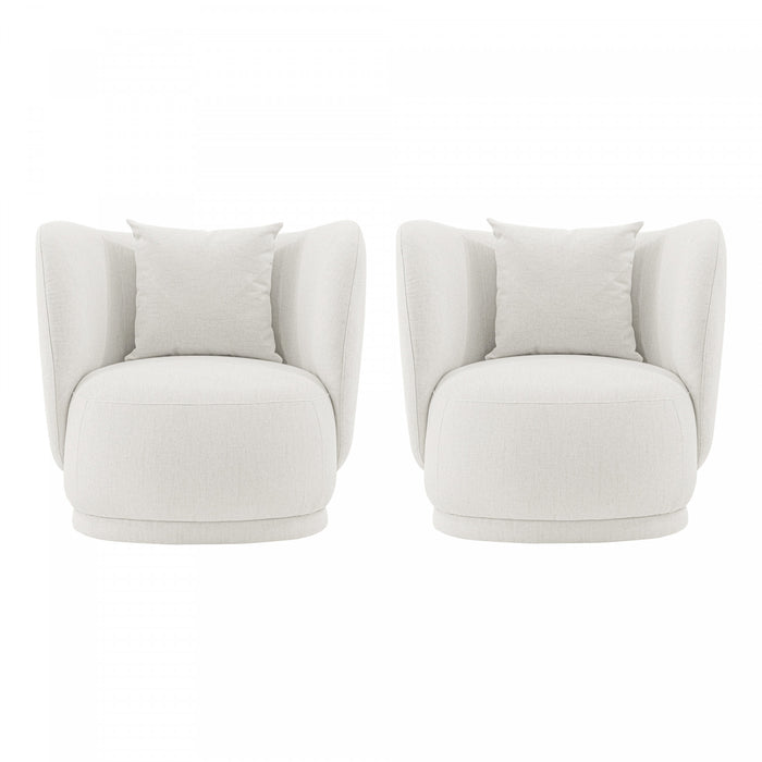 Fauteuil lounge moderne Siri en tissu creme - Lot de 2