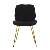 Chaise d'appoint Brynlee noire capitonnee avec pieds dores (ens. de 2)