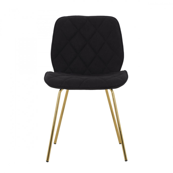Chaise d'appoint Brynlee noire capitonnee avec pieds dores (ens. de 2)