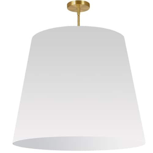 Très grand luminaire suspendu de Dainolite avec très grand abat-jour cylindrique effilé blanc et 1 ampoule