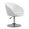Chaise d’appoint Hopper de Manhattan Comfort à hauteur réglable en chrome poli et en similicuir - blanche