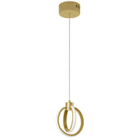 Luminaire suspendu Parson de Dainolite en silicone blanc qui diffuse la lumière, avec fini laiton vieilli et ampoule à DEL de 14 W