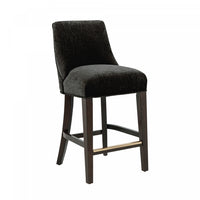 Tabouret de comptoir moderne Beever en bois et chenille, coloris noir