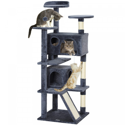Pawhut 54" Cat Tree, Cat Tower For Indoor Cats With Scratching Posts, Cat Condos, Bed, Platforms, Ra|Pawhut Arbre A Chat De 54" Tour A Chat Pour Chats D'interieur Avec Griffoirs, Condos Pour Chats, Lit