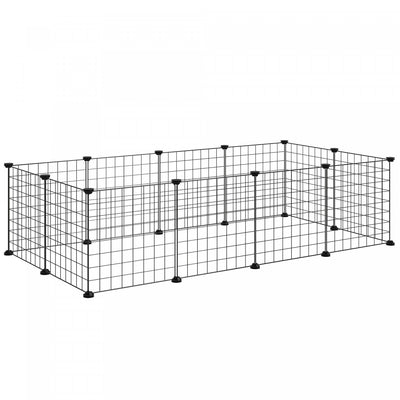 PawHut Rabbit Cage 12 Panels DIY Pet Playpen Small Animal Cage for Hedgehog Bunny Guinea Pig Chinchilla Ferret Kitten with Mallet Connectors and Cable Ties