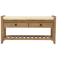 Banc A Chaussures Stephanie En Pin Avec Siege Rembourre Et Tiroirs De Rangement, Pin Ancien