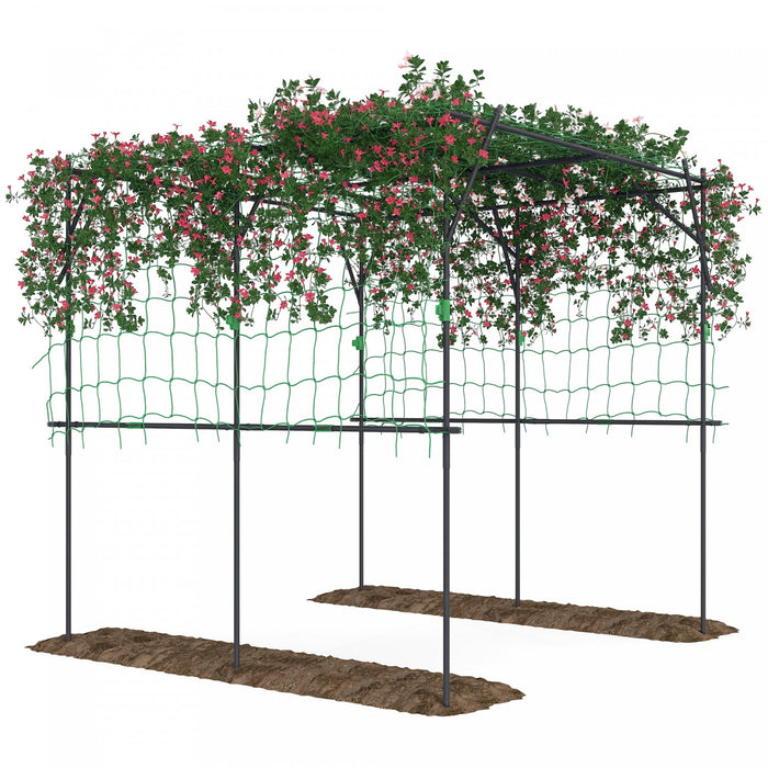 Outsunny Treillis en Arche de Jardin, Support Grimpant de 7,3 Pieds, Noir