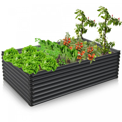 Costway 1 Pc Galvanized Raised Garden Bed Outdoor Planter Box Firewood Rack Log Holder