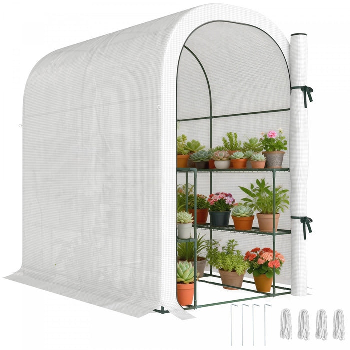 Outsunny Serre Exterieure avec Etageres, Blanc