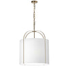 Luminaire suspendu Quincy de Dainolite avec abat-jour blanc, fini doré et 3 ampoules