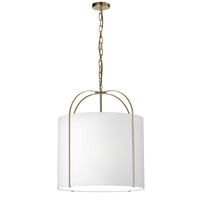 Luminaire suspendu Quincy de Dainolite avec abat-jour blanc, fini doré et 3 ampoules