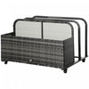 Outsunny Organisateur De Rangement Exterieur En Rotin Pour Piscine, Gris