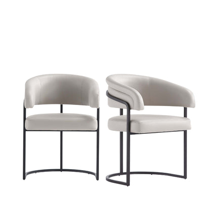 Augusta Modern Metal Vegan Leather Dining Chair in Light Gray - Set of 2 | Chaise de salle a manger Augusta moderne en metal et cuir vegetalien gris clair - Lot de 2