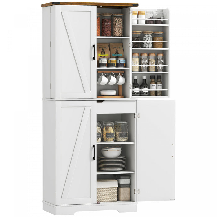 HOMCOM Meuble de rangement de cuisine 72 po, style campagnard, blanc