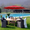 Costway Parasol deporte pour patio de 11 pieds, rotation a 360 degres, inclinaison en aluminium, rouge