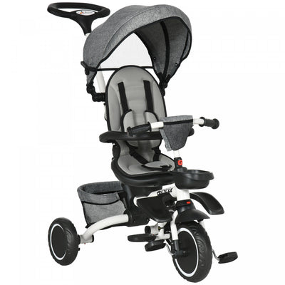 Aosom 6-in-1 Toddler Tricycle, Kids Trike With Rotatable Seat, Adjustable Push Handle, Safety Harnes|Aosom Tricycle Pour Enfant 7-en-1, Avec Siege Rotatif, Poignee De Poussee Reglable, Harnais De Secur