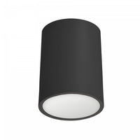 Plafonnier affleuré Echo de Dainolite en acrylique givré qui diffuse la lumière, avec fini noir mat et ampoule de 12 W