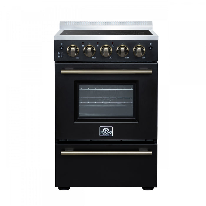 Cuisiniere electrique Loiano de 24 po en noir, 2,3 pi³ avec tiroir de rangement - FFSEL6099-24BLK