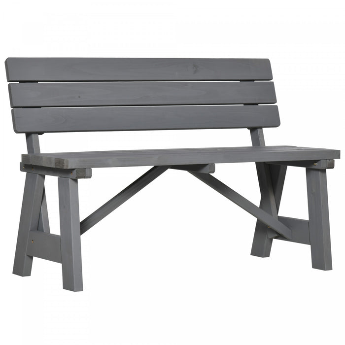 Banc De Jardin En Bois Outsunny Pour L'exterieur, Gris
