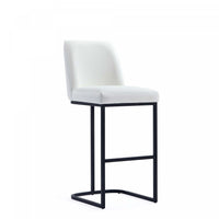 Tabouret de bar moderne en metal et tissu Serena, blanc