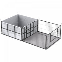 Pawhut Boite De Mise Bas Pour Chiens, Boite De Mise Bas A 7 Panneaux Convertible, Coussinets Lavable