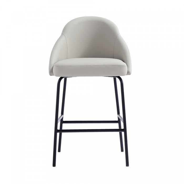 Tabouret de comptoir moderne en metal Gracie, rembourre, gris pierre et noir