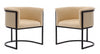 Chaise de salle a manger moderne mi-siecle cosmopolite en cuir vegetalien et metal, couleur beige - Lot de 2