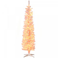 Homcom Sapin De Noel Artificiel Floque De Neige De 6 Pi Avec Lumiere, Rose