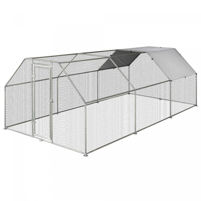 Pawhut Poulailler En Metal De 18,5 Pi Avec Toit, Cloture Pour Poulailler, Cage A Poulet, Enclos A Poulet Exterieur