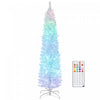 HOMCOM Sapin de Noel de 6pi avec LED synchronisees a monter soi-meme, blanc