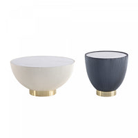  Ensemble de 2 tables Anderson Modern : table basse et table d’appoint en creme et gris