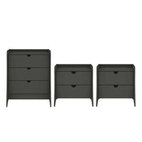  Ensemble de commode 3 pieces Coney style milieu du siecle en gris charbon