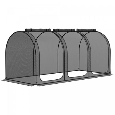 Outsunny 9 X 4ft Crop Cage With 3 Zippered Doors And Ground Stakes Black|Outsunny Cage De Culture 9 X 4pi Avec Portes Zippees Sac De Rangement, Noir