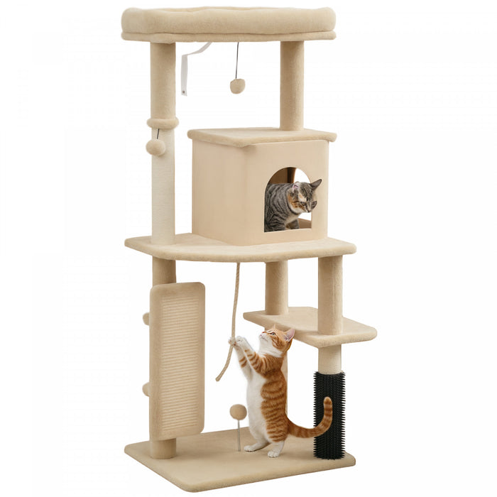 Arbre a Chat de 132 cm avec Poteaux a Griffer, Beige