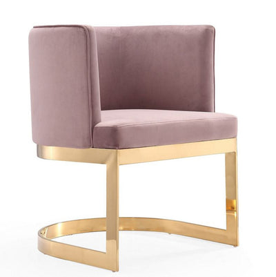 Manhattan Comfort Aura Velvet Dining Chair - Blush & Polished Brass|Chaise de salle à manger Aura de Manhattan Comfort en velours - rose tendre et laiton poli