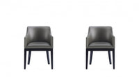 Fauteuil moderne Gansevoort en bois et cuir vegetalien graphite - Lot de 2
