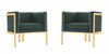 Fauteuil lounge moderne en velours Paramount vert foret - Lot de 2