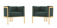  Fauteuil lounge moderne en velours Paramount vert foret - Lot de 2
