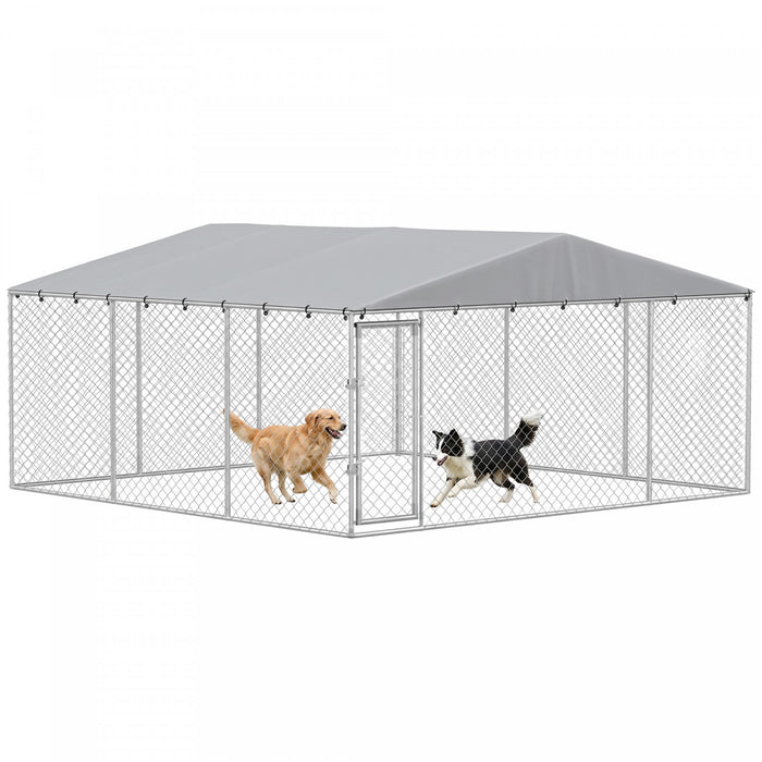 Chenil pour Chien avec Toit et Verrou Securise 4 x 4 x 2 m