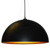 Luminaire suspendu Dome de Dainolite avec fini noir et doré et 3 ampoules