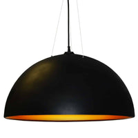 Luminaire suspendu Dome de Dainolite avec fini noir et doré et 3 ampoules