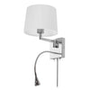 Applique murale de Dainolite avec lampe de lecture à DEL, abat-jour blanc, fini chromé poli et 1 ampoule 