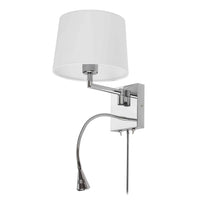Applique murale de Dainolite avec lampe de lecture à DEL, abat-jour blanc, fini chromé poli et 1 ampoule