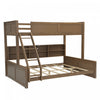 Lit superpose Liam en bois massif Twin XL sur Queen avec rangement et ports USB, brun