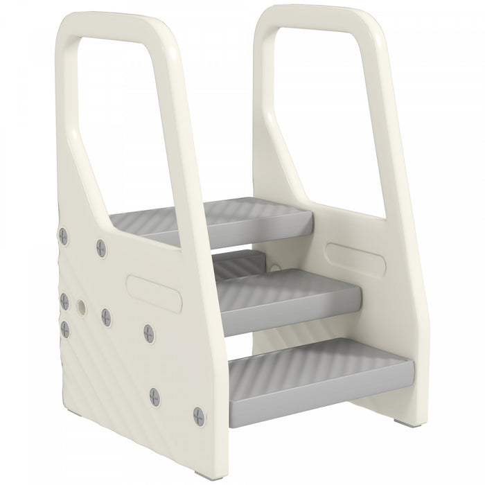 Qaba Marchepied reglable en hauteur pour tout-petit avec poignee, gris